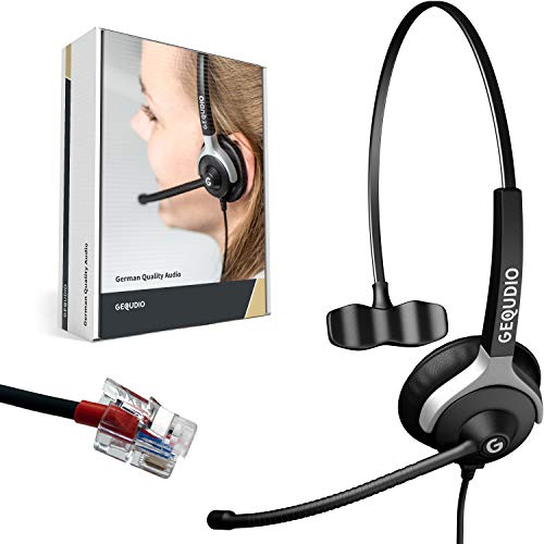 Business Headset geeignet für Yealink (alle Modelle)®, Snom (alle Modelle)® und Grandstream ® Telefone mit RJ-Anschluss | Anschlusskabel inklusive | 60g leicht