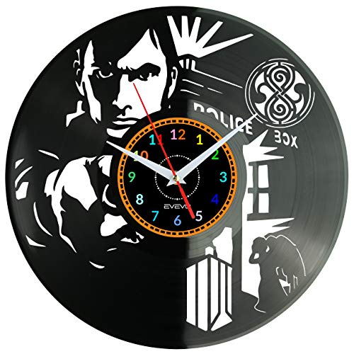 EVEVO Doctor Who Wanduhr Vinyl Schallplatte Retro-Uhr groß Uhren Style Raum Home Dekorationen Tolles Geschenk Wanduhr Doctor Who