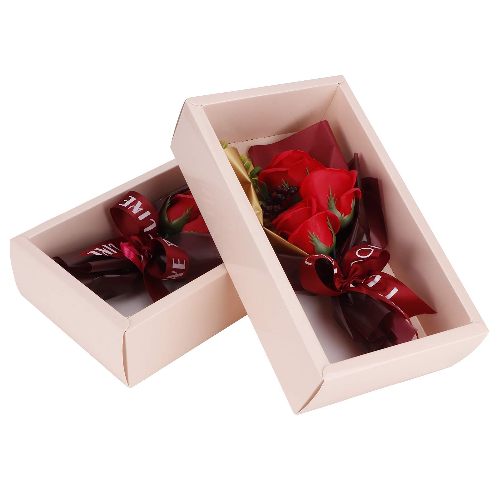 Seifenrosen, 2Set Floral duftende Seifenblumen-Imitation Rosenstrauß für Valentinstag Jubiläumsgeschenke(rot)