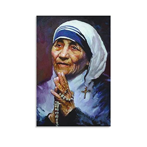 XXJDSK Druck Auf Leinwand Mutter Teresa Poster, Leinwand, Wandkunst, Raumdekoration, ästhetisch, für Schlafzimmer, Heimdekoration, Wohnzimmer 60X90cm Kein Rahmen