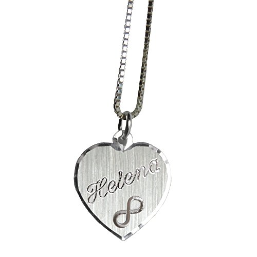 GravUp 925 Silber Herz Anhänger mit unendlichkeitssymbol +Kette/Halskette mit SOFORTGRAVUR + VORSCHAU: Gravur eines Vornamens auf der Vorderseite inklusive.
