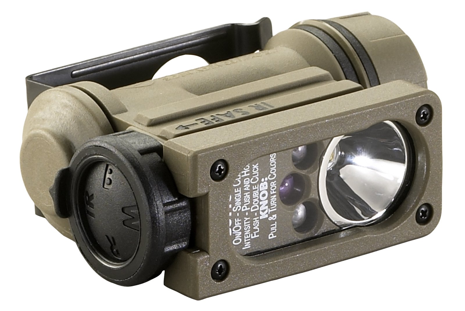 Streamlight 14514 Sidewinder 47-Lumen Compact II Militärmodell Winkelkopf-Taschenlampe, Kopfband und Helmmontage Set, Kojote