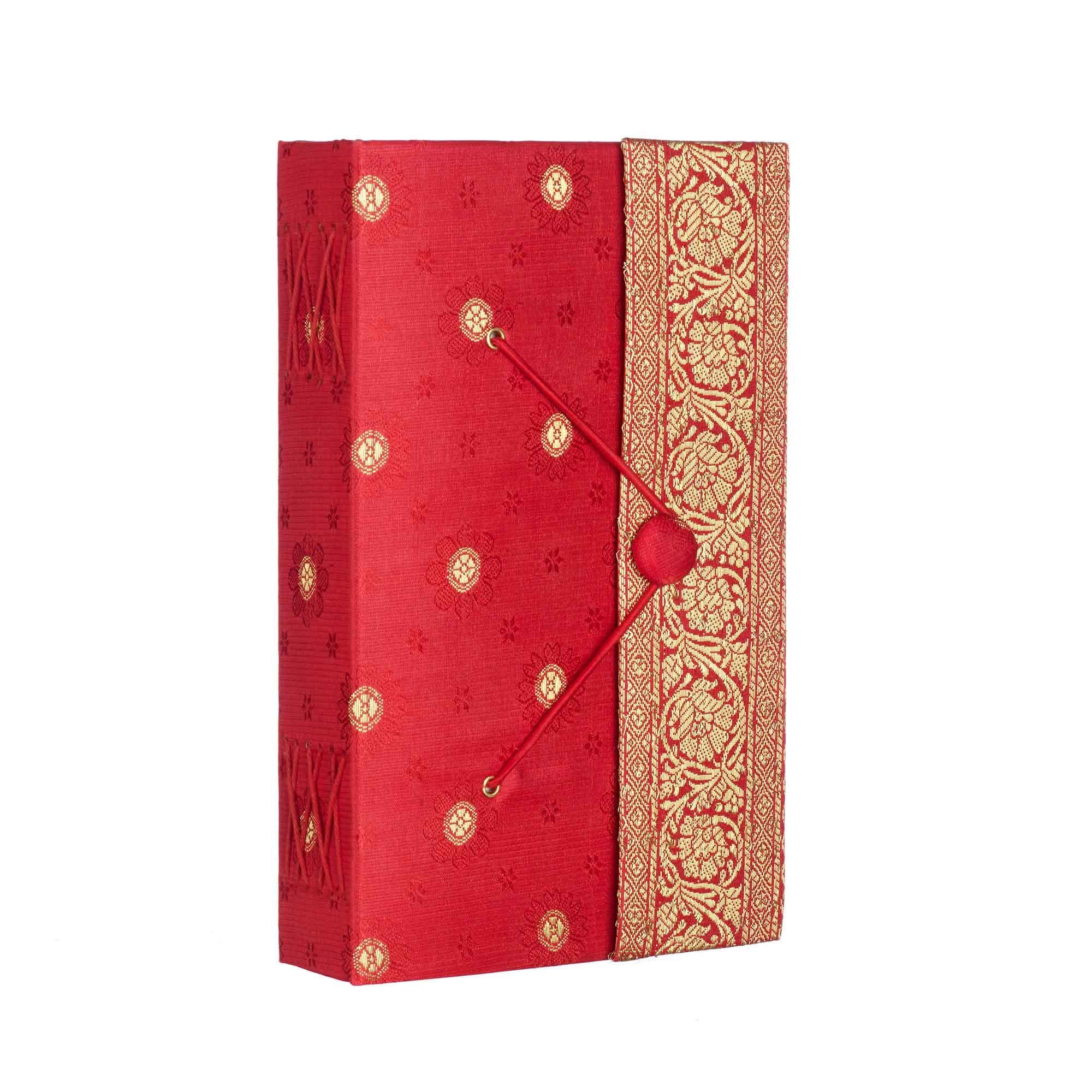 Handgefertigtes Rot Sari-Tagebuch – buntes Stoff-Tagebuch – handgebundenes Notizbuch oder Tagebuch – Geschenk für Schriftsteller – Notizbuch aus recyceltem Papier