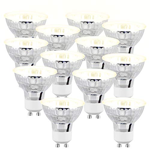 Luminea GU10: 12er-Set LED-Spotlights im Glasgehäuse, warmweiß, 300 Lumen (LED GU10, LED Spots GU10 warmweiß, Deckenleuchte)
