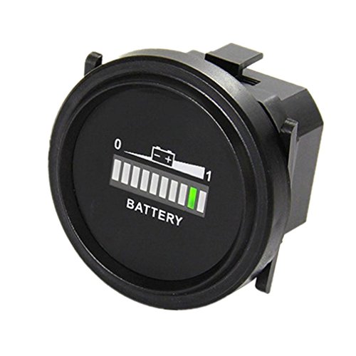 Qiorange Digitale LED Batteriestatus Ladeanzeige Batterieanzeige Stundenzähler Zeitzähler DC 12V / 24V / 36V / 48V / 72V (Runde 12V-72V)