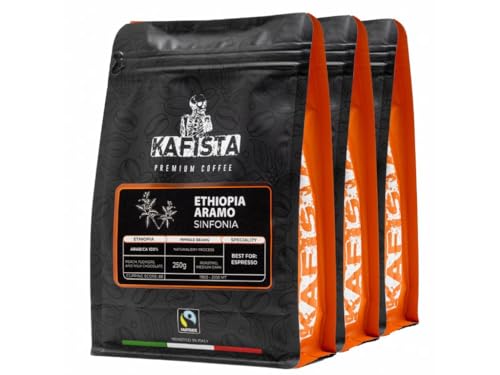 Kafista Premium Kaffee - Kaffeebohnen für Kaffeevollautomat und Espressomaschine aus Italien - Fairtrade - Spitzenkaffee - Barista Qualität (Ethiopia Aramo Sinfonia, 3x250g)