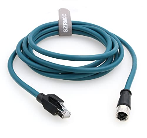 SZRMCC M12 X-Code 8Pin Buchse auf RJ45 Ethernet Kabel Cat6A Hochflexibel Wasserdichtes Netzwerkkabel für Industriekamera Automatisierungssensor (1m)