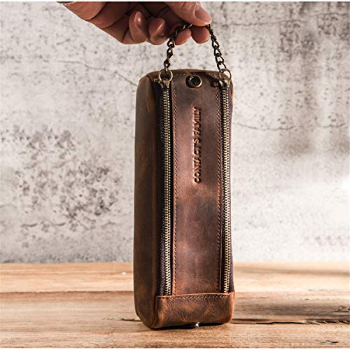 WaTudouYe Vintage Leder Bleistift für Fall Reißverschlüsse Snap Lock Bleistift Tasche Organizer Tasche Tragbare Bleistift Halter für Student Sch