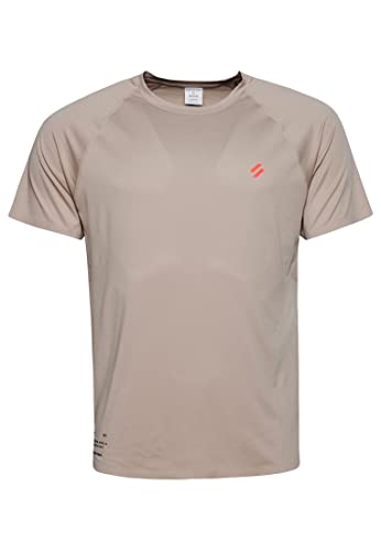 Superdry Mens Train Premium SS Tee T-Shirt, Warm Grey, Large