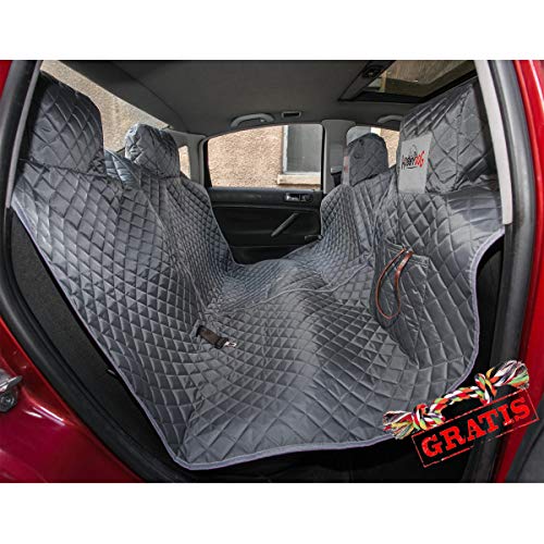 HobbyDog RZSZA2 + Spieltau gratis Autoschutzdecke mit Klettverschluss CAR SEAT Cover Schutzdecke Hundedecke Schondecke Sitzschoner (R1 (140 x 160 cm))