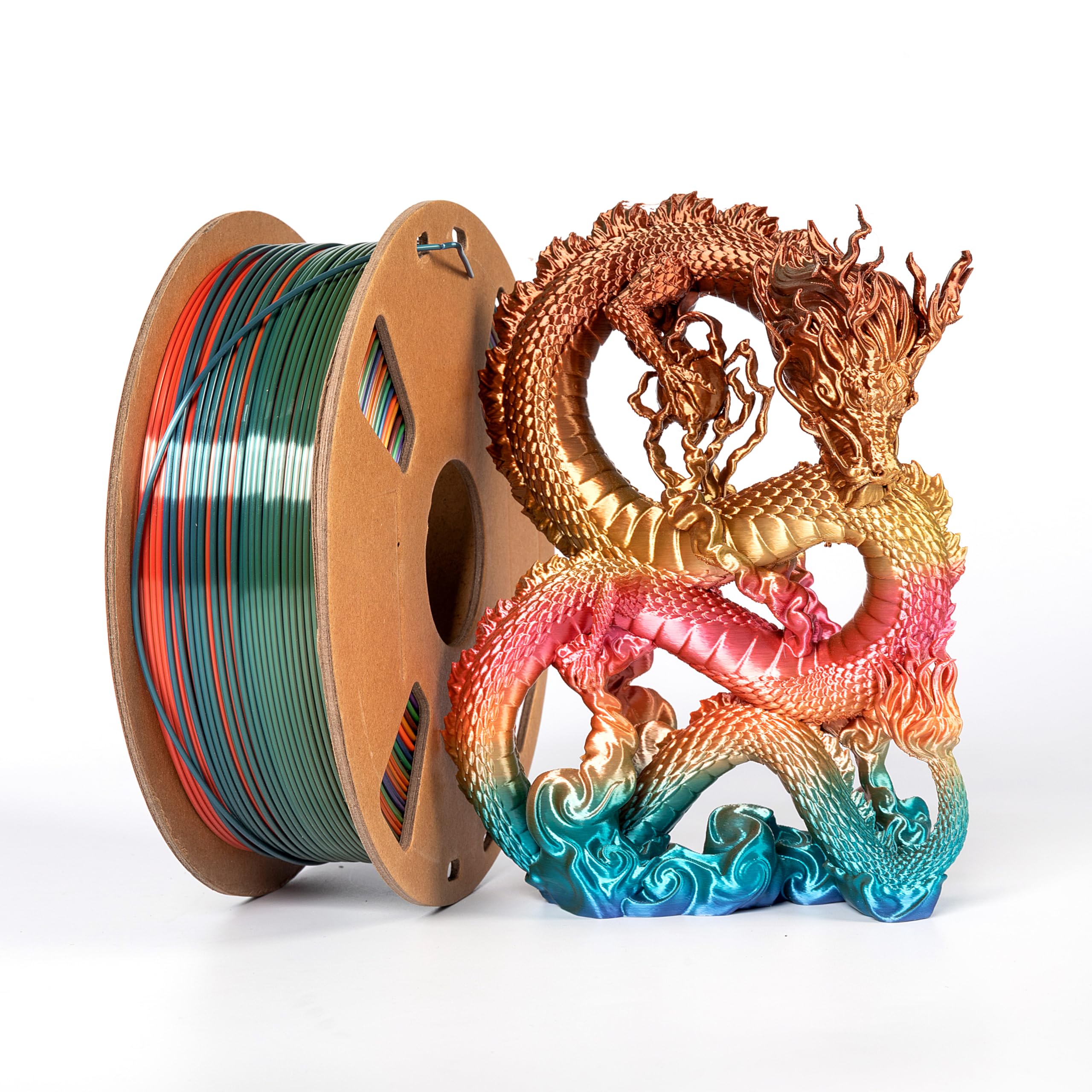 Silk PLA 3D Drucker Filament Multicolor 1.75mm Magic Seide Mehrfarbig Farbverlauf ändern Rainbow Filament Shiny Silky PLA Filament Hochglanz 3D Filament 1,75 PLA 1kg(2,2lbs) Spule