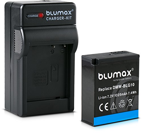 Blumax Akku 1025mAh + Ladegerät Netzteil ersetzt Panasonic DMW-BLG10 e kompatibel mit Lumix DC GX9 TZ202 TZ91 DMC TZ101 TZ81 GF6 GX7 GX80 LX100