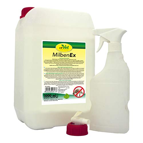 cdVet Naturprodukte MilbenEx (Kanister m. Hahn u. Flasche) 5 Liter - Hund,Katze,Pferd - befreit das Fell von Milben - hervorragender Sofortschutz - verhindert Parasitenbefall -