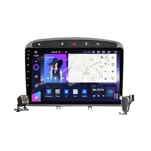 YLOXFW Android 12.0 Autoradio Stereo Navi mit 4G 5G WiFi DSP Carplay für Peugeot 408 2010-2016 Sat GPS Navigation 9 Zoll MP5 Multimedia Video Player FM BT Receiver,M6 pro2