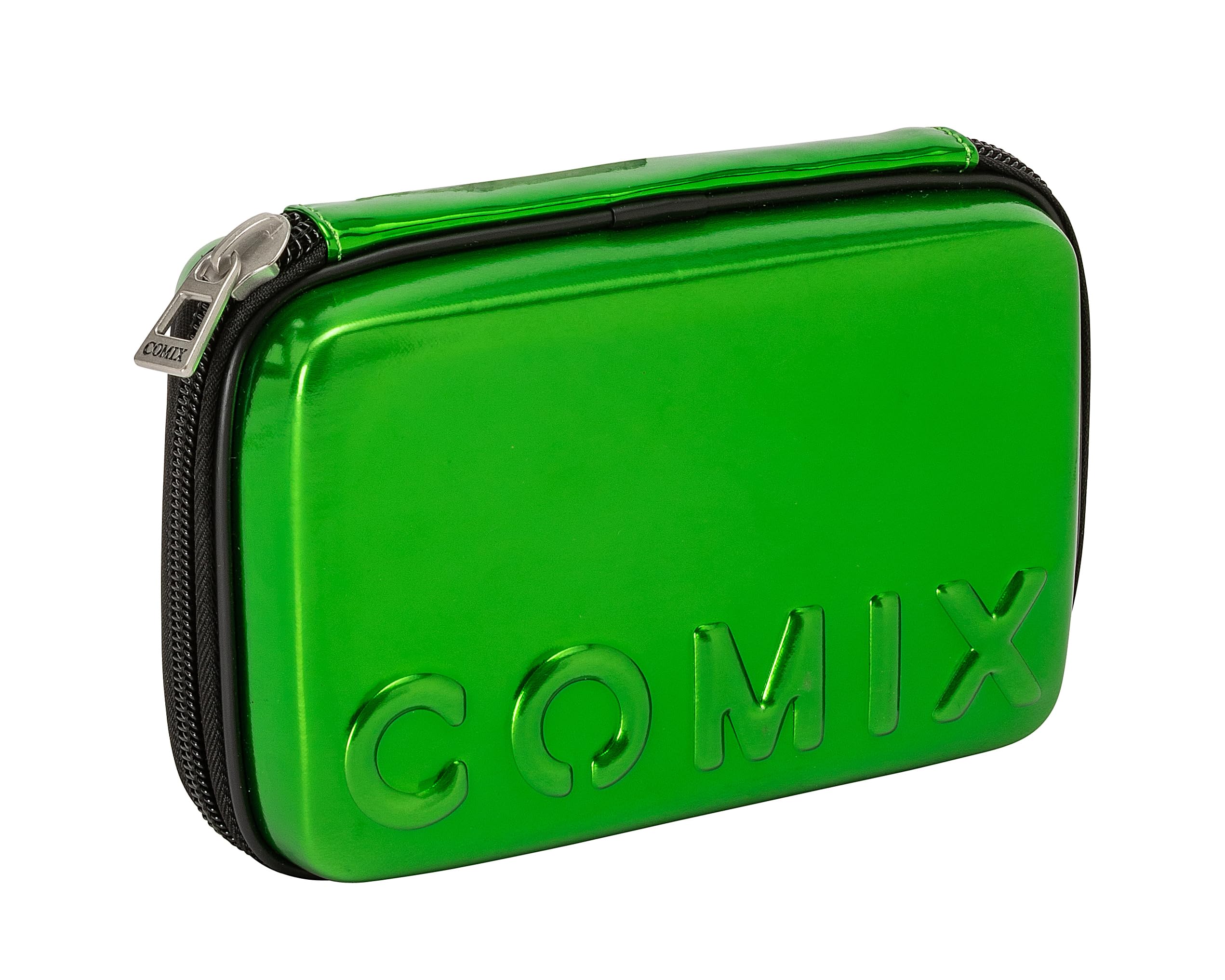 Comix Flash – Federmäppchen mit Maxi-Reißverschluss, innen mit Reißverschluss und atmungsaktivem PVC-Fenster, 36 elastische Schlaufen zum Organisieren von Stiften, Bleistiften, Markern, 21 x 6,5 x