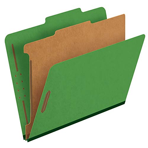 Pendaflex® Classification Folders, 1 Divider, 2" Fasteners, Letter, Dark Green, 10/Box (23733P)