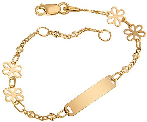 Kinder/Baby Gravurarmband Blumen - 375 Gelbgold - Länge wählbar von 12-16cm