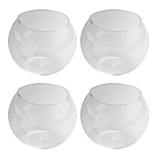 PHTOIT 4 x runde Vasen aus transparentem Glas für Aquarien