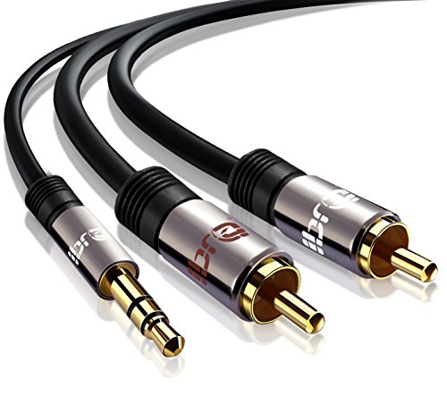 IBRA RCA-Audiokabel, 2 Cinch-Phono-Stecker auf 3,5 mm-Stecker, Aux-Stereo-Y-Splitter-Kabel für Lautsprecher, Telefon, HiFi-Verstärker, DJ-Controller, Plattenspieler, Fernseher, Autoradio - 3M