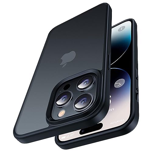 Arktis Hybrid Handyhülle, Hybridcase mit optimalem Grip kompatibel mit iPhone 15 Pro [kabelloses Laden] (Anti-Fingerprint) Schutzhülle TPU Polycarbonat Case Full Black