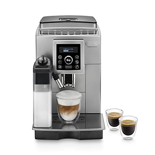 De'longhi ECAM 23.460.SB Supe Kaffeevollautomat, 15 bar Druck, Cappuccino System, herausnehmbarer Wassertank 1,8 l, LCD-Panel, automatische Reinigung, Silber/Schwarz