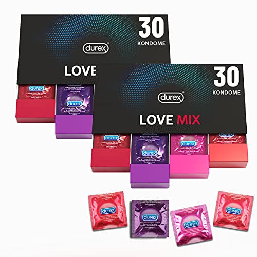 Durex Love Collection Kondome in stylischer Box – Aufregende Vielfalt, praktisch & diskret verpackt - für gefühlsintensive Erlebnisse – 60er Pack (2 x 30 Stück)