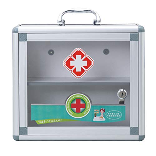 BSTCAR Medizinschrank mit Schloss, Medizin Aufbewahrungsbox Tragbare Transparent Abschließbar Medikamentenbox Medizinschrank Erste Hilfe Wandmontage Medizin Kit