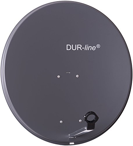 DUR-line MDA 80cm Anthrazit - Aluminium Satellitenschüssel mit LNB Feedhalterung - Sat Antenne Spiegel Anlage [Digital, Camping, Astra 19,2°, DVB-S/S2, Full HD, 4K, 3D]