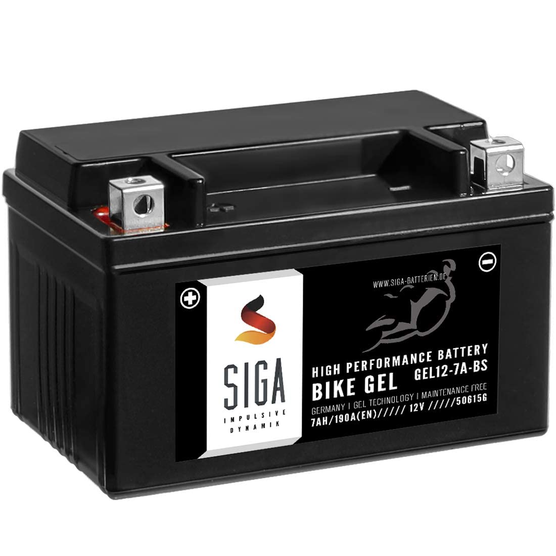 SIGA GEL Motorradbatterie 12V 7Ah 190A/EN Gel Batterie YTX7A-BS Gel12-7A-BS YTX7A-4 CTX7A-BS GTX7A-BS 50615LF