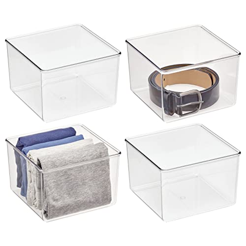 mDesign 4er-Set Aufbewahrungsbox – praktische Schrankbox für das Schlafzimmer – idealer Organizer für Kleidung und Accessoires aus BPA-freiem Kunststoff – durchsichtig