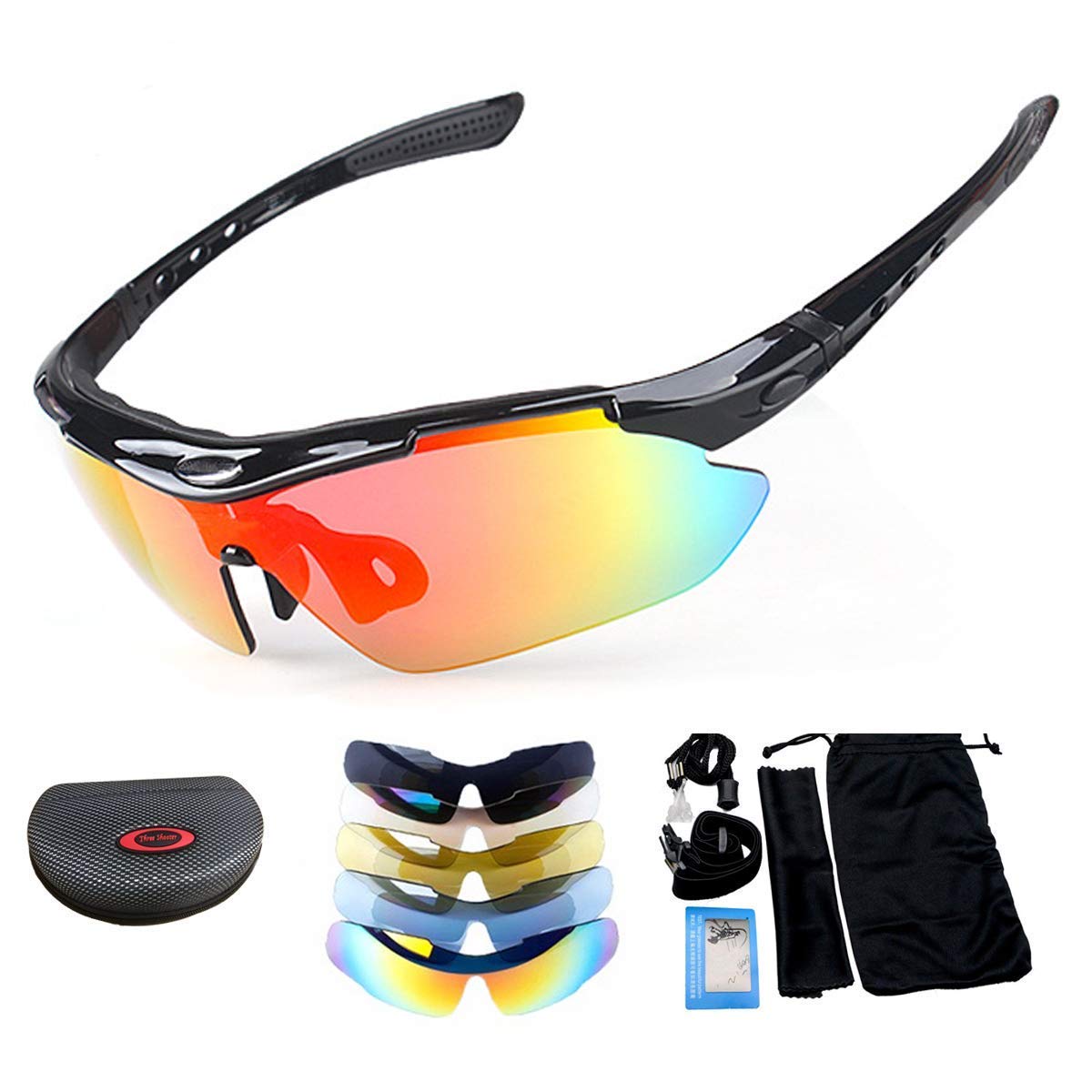 MACHSWON Polarisierte Sportsonnenbrille für Männer & Frauen, X7 Army Tactical Brille mit 4 Wechselobjektiven zum Fahren Motorradfahren Schießen Jagen Laufen Laufen Skifischen()