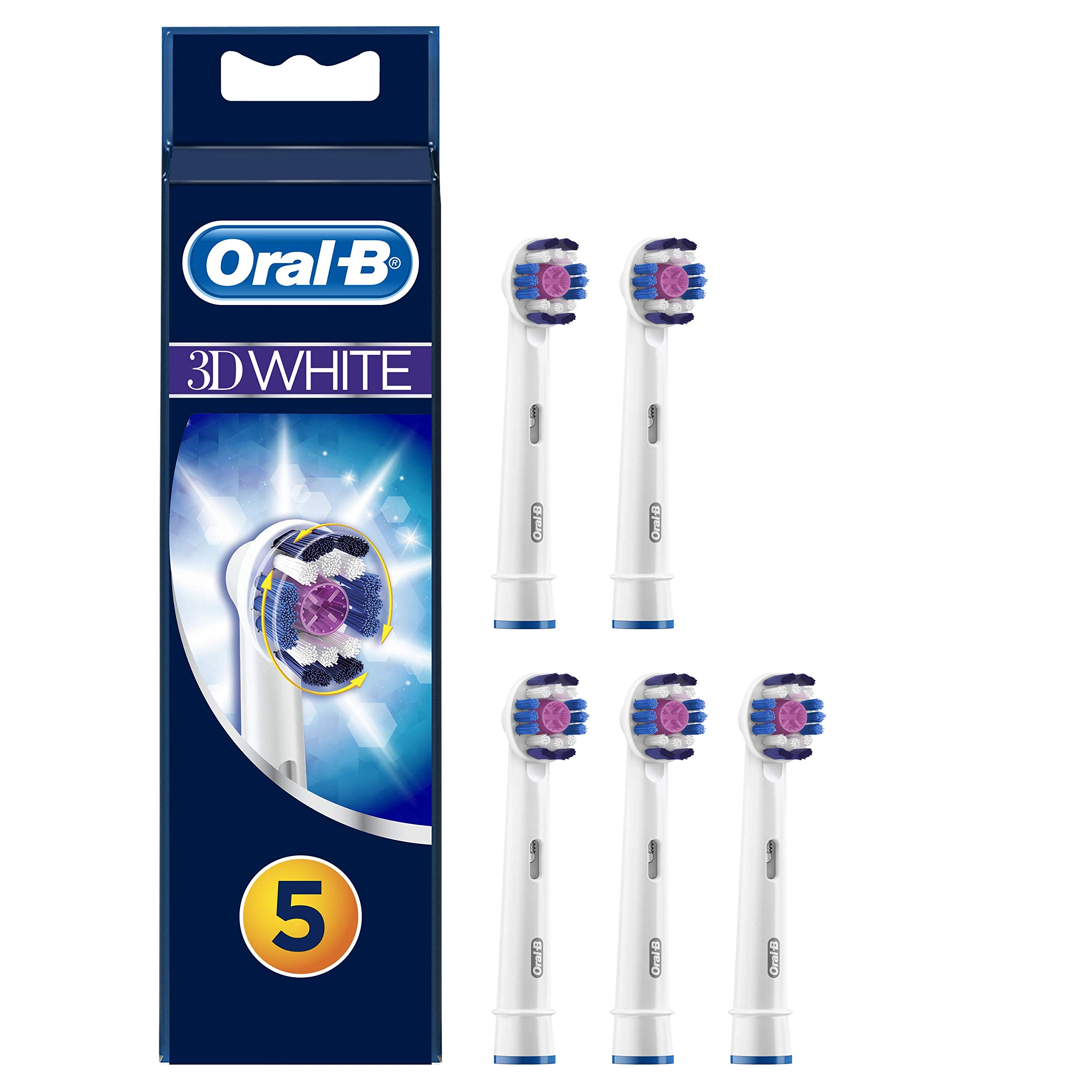 Oral-B 3DWhite Aufsteckbürsten, Für eine natürliche Aufhellung der Zähne, 5 Stück