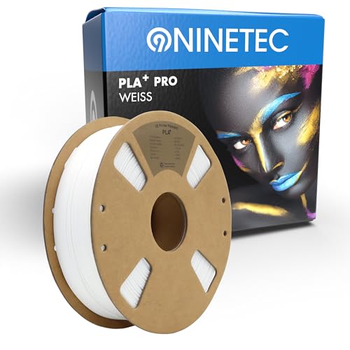 NINETEC BIO PLA+ Filament 1.75mm PLA Plus 3D Drucker Filament 1 kg Spule Maßgenauigkeit +/- 0,03mm PLA+ FDM Druckerverbrauchsmaterial PLA+ Pro Weiß