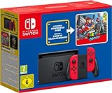 Nintendo Switch-Konsole (rot) + Spiel Super Mario Odyssey als Downloadcode + Der Super Mario Bros. Film-Aufkleber