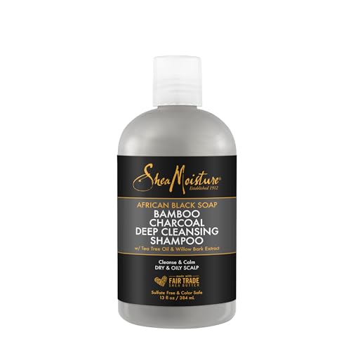 Shea Moisture African Black Soap Bamboo Charcoal Deep Cleansing Shampoo 13 OZ./384 mL