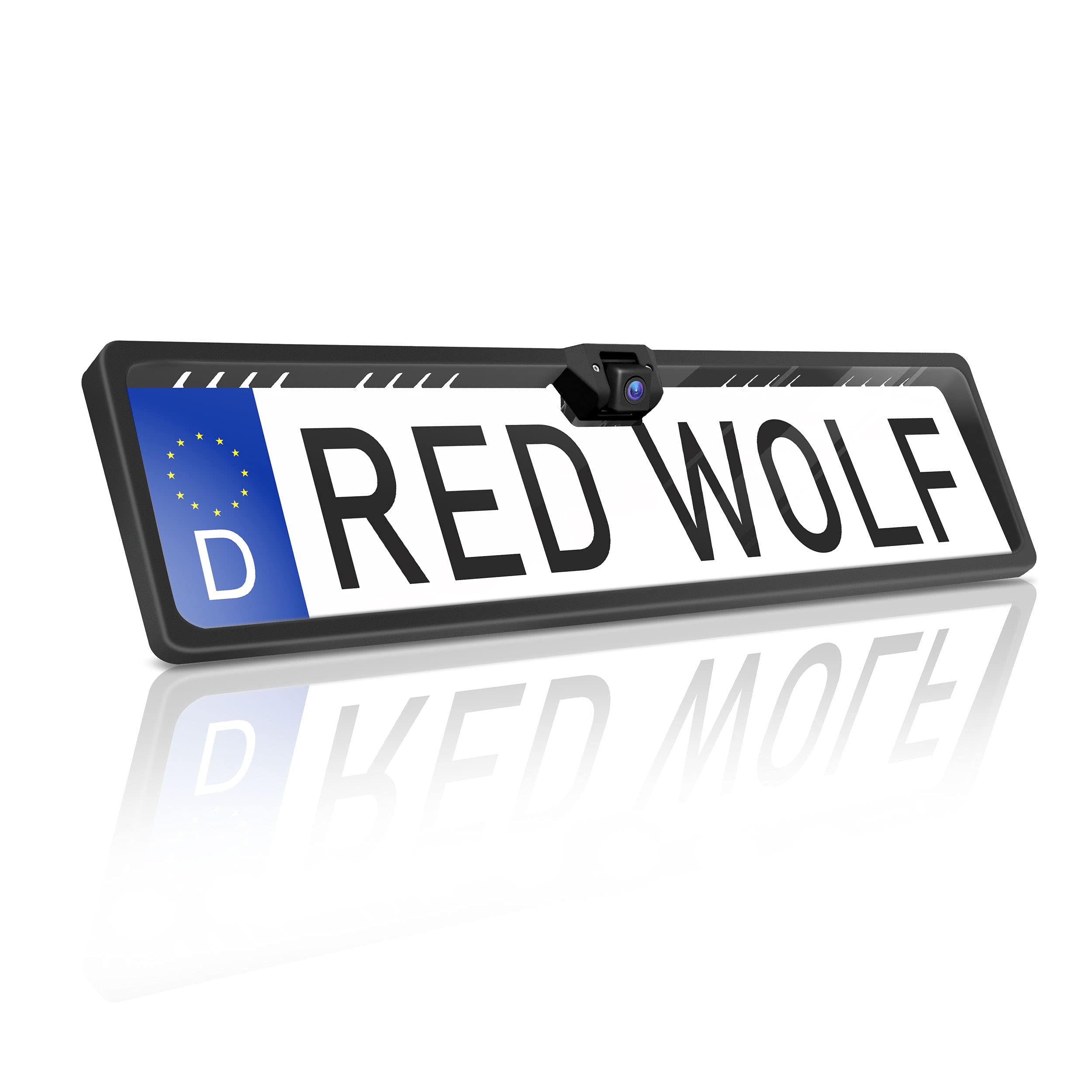 RED WOLF Rückfahrkamera Kennzeichenhalter Nummernschild mit Kamera NTSC PAL Guideline Einparkhilfe mit 8m Kabel 12V Wasserdicht