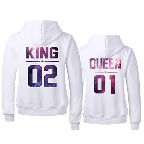 Tabiekacl King Queen Hoodie Pärchen Hoodie Set Partnerlook Pärchen Pullover Set Paar Pullover Schwarz Baumwolle 1 Stück