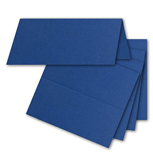 FarbenFroh by GUSTAV NEUSER 100x Tischkarten in Nachtblau (Blau) - 4,5 x 10 cm - blanko - Doppel-Karten - als Platzkarten und Namenskarten für Hochzeit und Feste