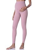 POSHDIVAH Damen Umstandsleggings über dem Bauch Schwangerschaft Yoga Hosen Active Wear Workout Leggings, Violett/Pink, Groß