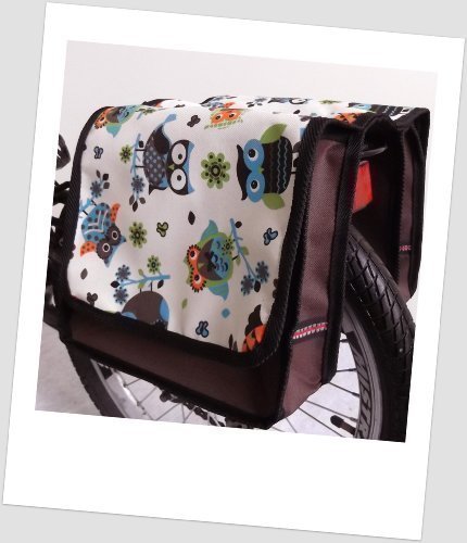 Kinder-Fahrradtasche Joy Satteltasche Gepäckträgertasche Fahrradtasche 2 x 5 Liter Farbe: 32 Owl 5 türkis-Creme