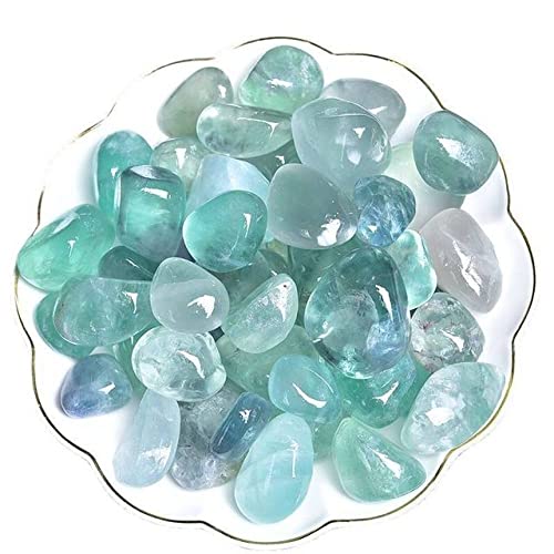 LIJUCAI Natürlicher großer   Stein und Quarz, weißer Kristallstein, Heilprobe, Heimdekoration, 15–30 mm, grüner Fluorit, 1 Packung (400 g)