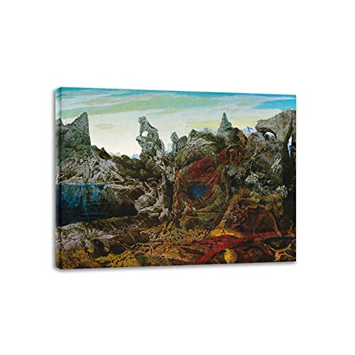 Max Ernst Berühmte Leinwandbilder Reproduktion auf Leinwand"Landscape Overlooking"Leinwand Wandkunst Bild Fertig zum Aufhängen,Holzrahmen Leinwand Gemälde 70x90cm(28x35in) Gerahmt