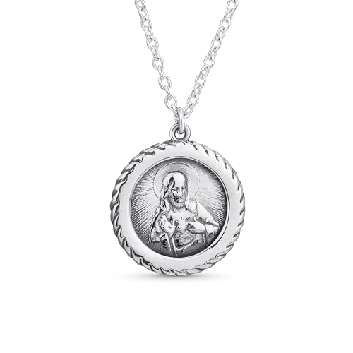 Bling Jewelry Anpassbarer Unisex Religiöser Medaillon Anhänger Mit Jesus Motiv Für Frauen Und Männer .925 Sterling Silber