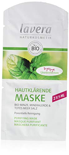 lavera Hautklärende Maske Bio-Minze, Mineralerde & Totes Meer Salz ∙ vegan Bio Pflanzenwirkstoffe Naturkosmetik Natural & innovative 15er Pack (15 x 10 ml)
