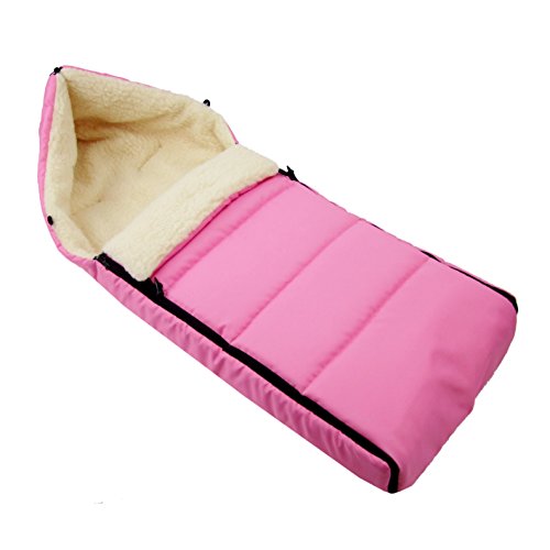 BAMBINIWELT universaler Winterfußsack (108cm), auch geeignet für Babyschale, Kinderwagen, Buggy, aus Wolle UNI liniert (rosa)