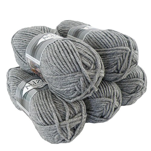 500g Strickgarn Strickwolle Alize Superlana Maxi 25% Wolle, Farbwahl, Farbe:21 grey melange