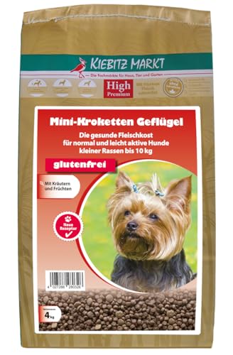 Kiebitzmarkt High Premium Hundefutter Trockenfutter Mini-Kroketten Geflügel (Geflügel, 4 kg)