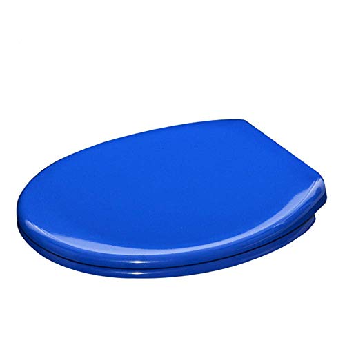 Soft Close Toilettensitz, Toilet Seat O Type Toilet Seat Cover with Cushioning Urea-Formaldehyde Resin Toilet Lid,Blue (Color : Blu)