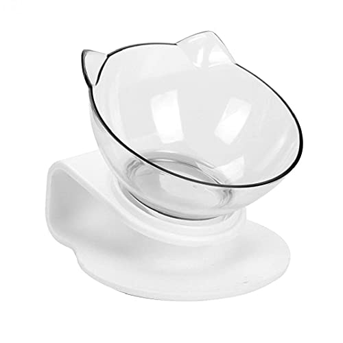 Cat Bowl Cat Food Feeding Raised Tilted Platform Double Pet Bowl with Stand 15°Elevated U Shape Transparent
