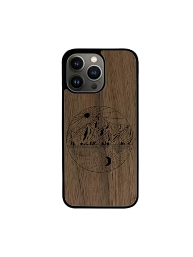 Enowood Schutzhülle aus Holz, handgefertigt, Landschaft 2, iPhone 7/8, Walnuss